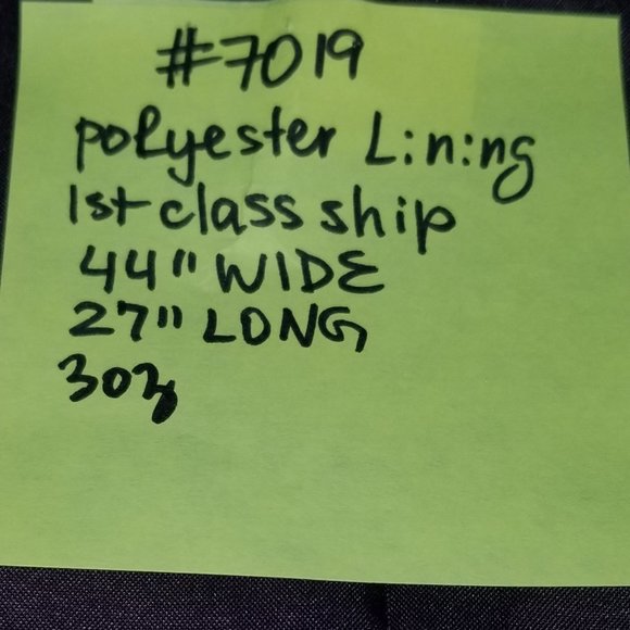 #7019 New Black Polyester Lining Cut of Fabric. Beautiful fabric. - Picture 3 of 3